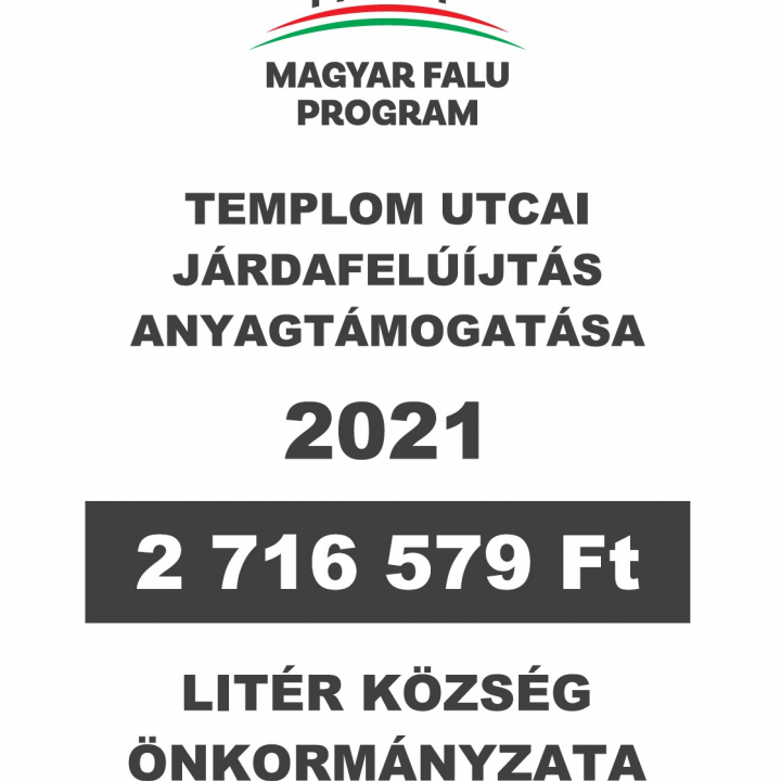 Magyar Falu Program - Templom utcai járdafelújítás anyagtámogatása